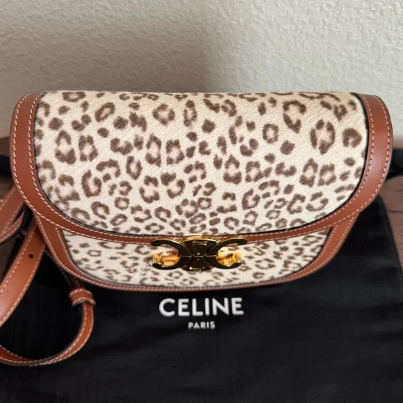 Celine Clea Limited Edition Leopard Print Pony Hair Calfskin Crossbody Bag - Picture 3 of 10
